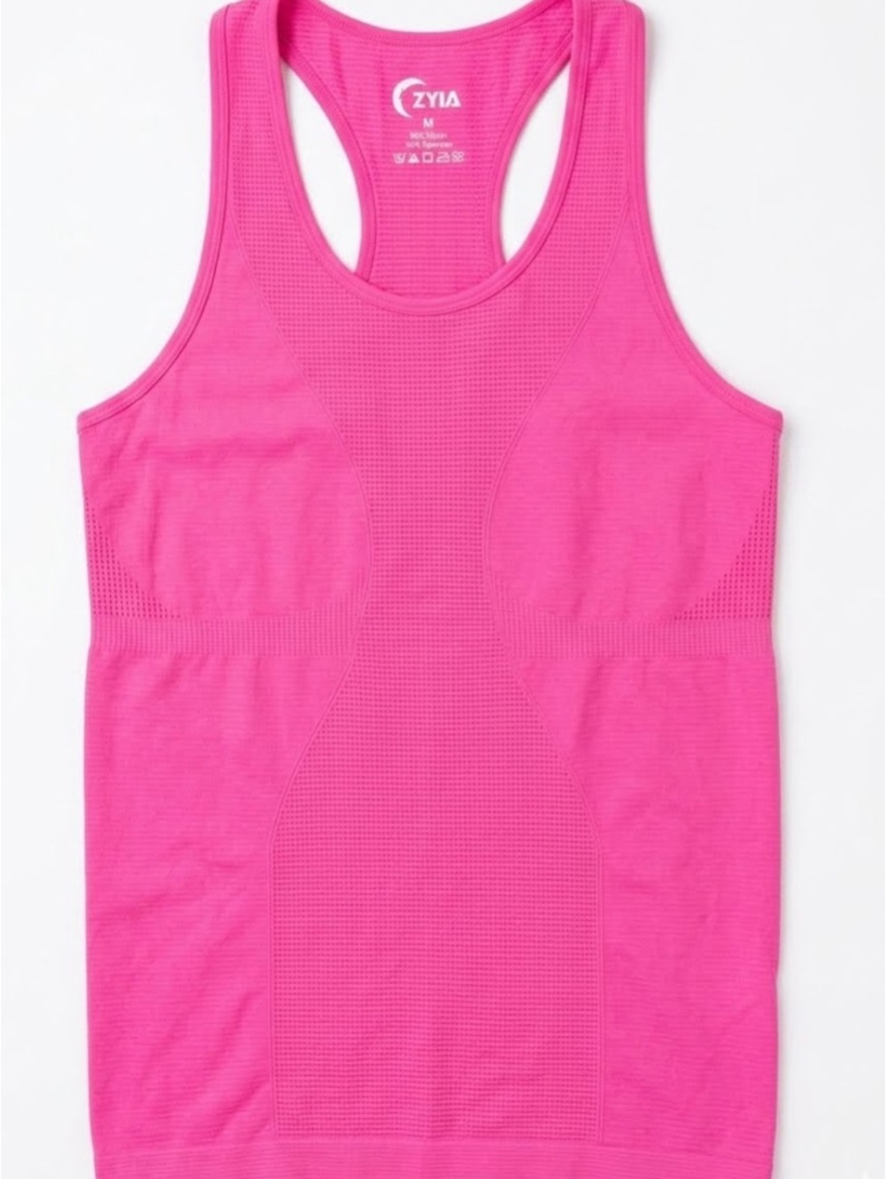 ZYIA Pink Seamless Performance Mesh Racerback Tank Top Gym Athletic Sport